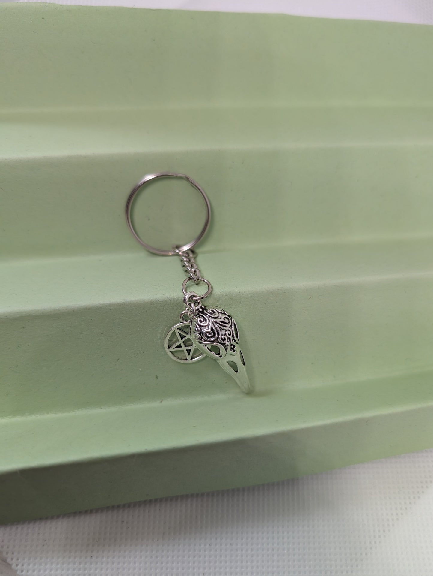 Silver Bird's Head Charm Keyring