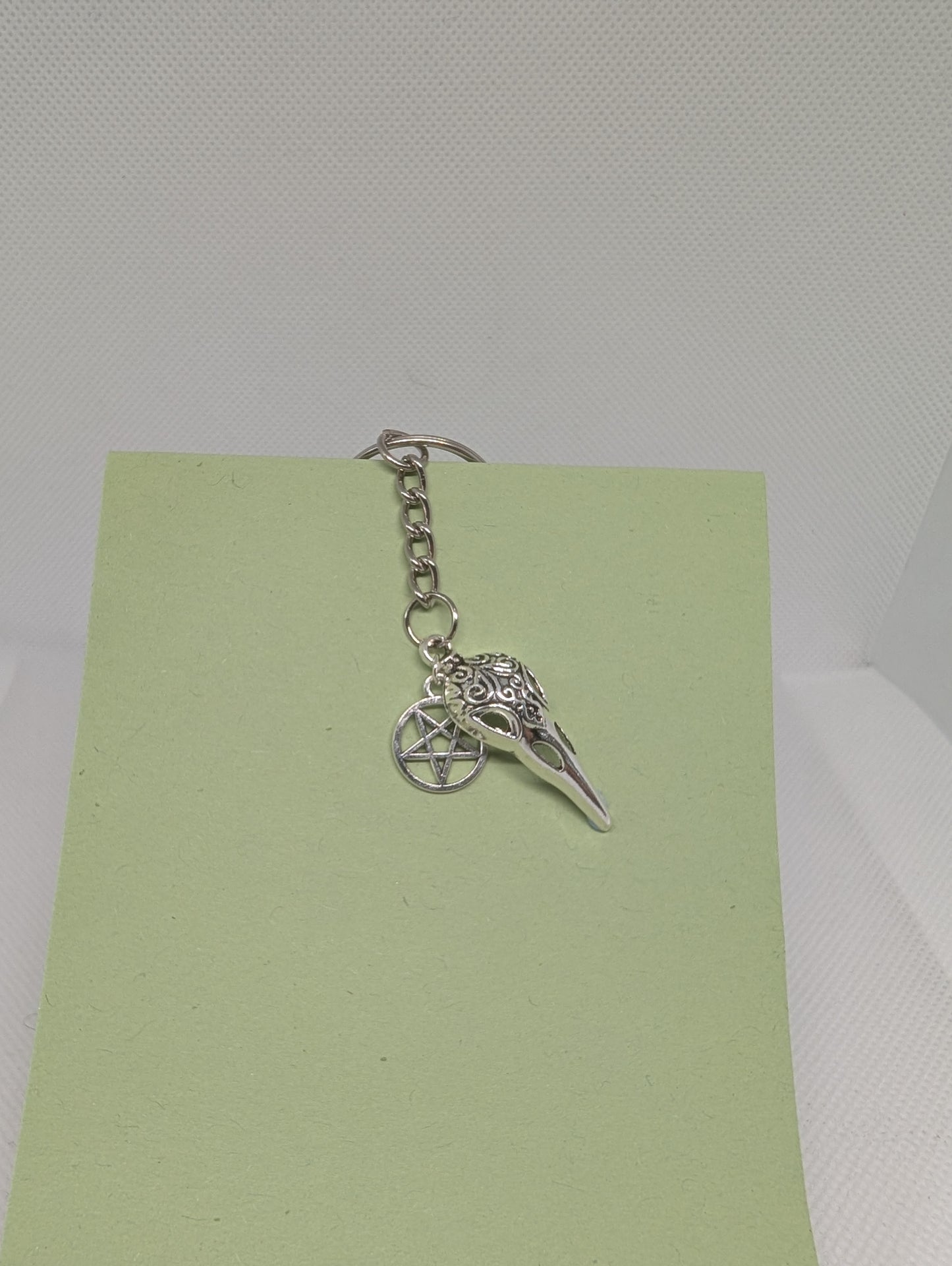 Silver Bird's Head Charm Keyring