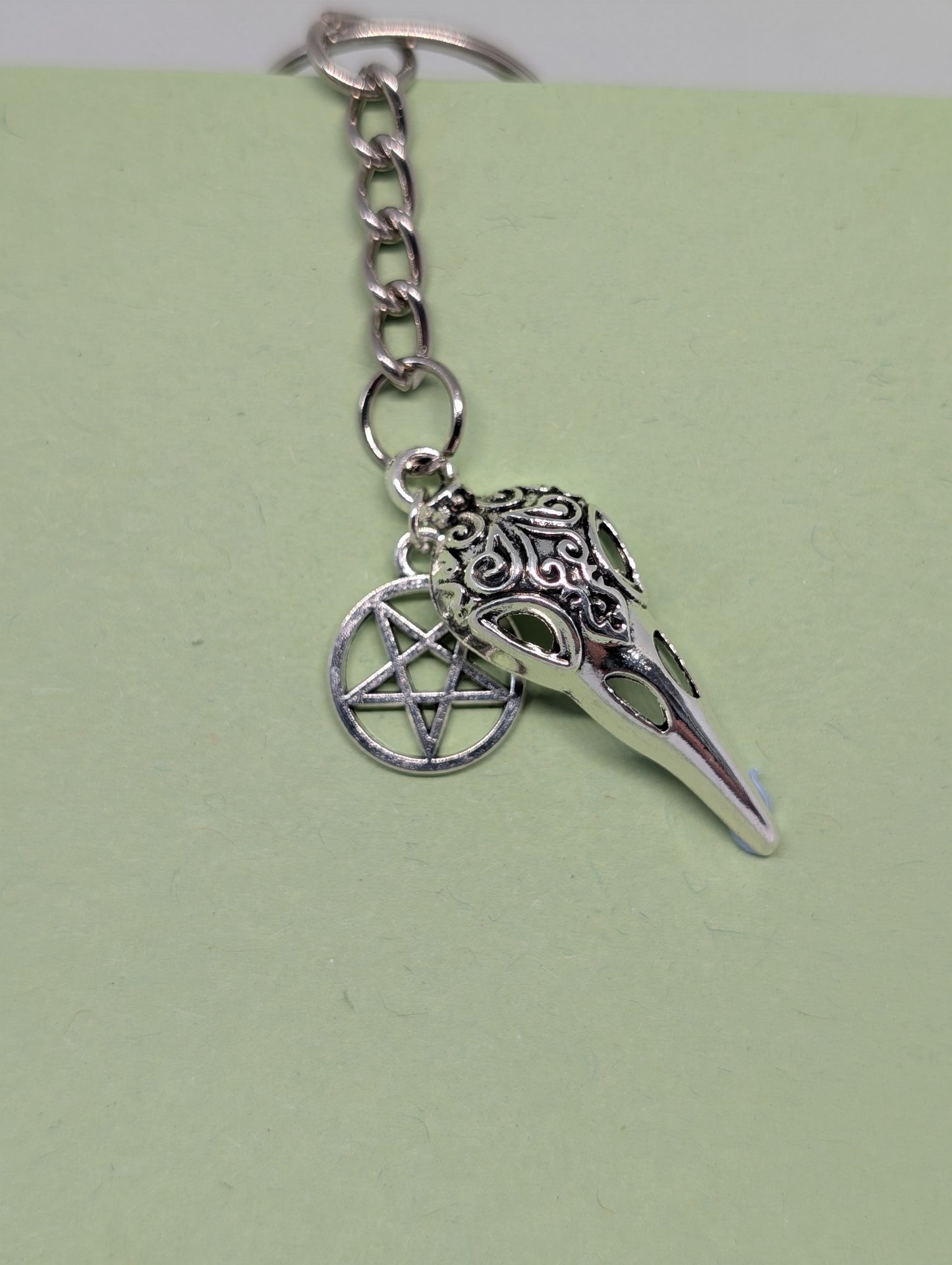 Silver Bird's Head Charm Keyring